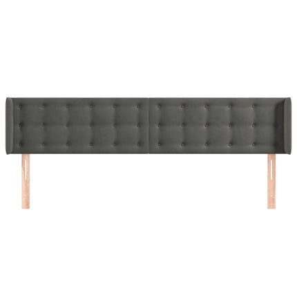 sengegavl med kanter 203x16x78/88 cm fløjl mørkegrå