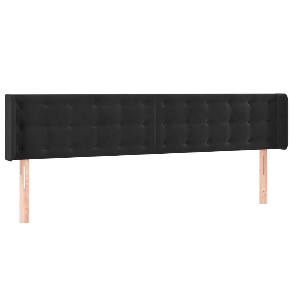 sengegavl med kanter 203x16x78/88 cm fløjl sort