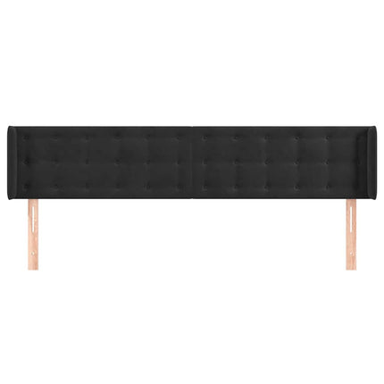 sengegavl med kanter 203x16x78/88 cm fløjl sort