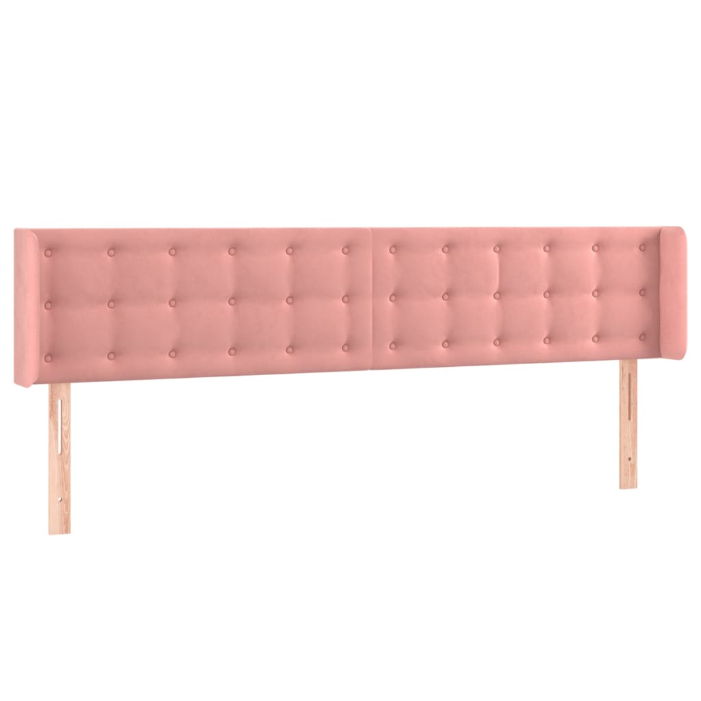 sengegavl med kanter 203x16x78/88 cm fløjl lyserød
