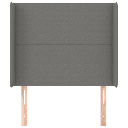 sengegavl med kanter 83x16x118/128 cm stof mørkegrå