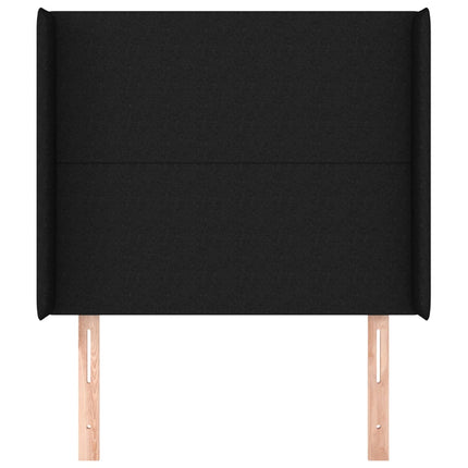 sengegavl med kanter 83x16x118/128 cm stof sort