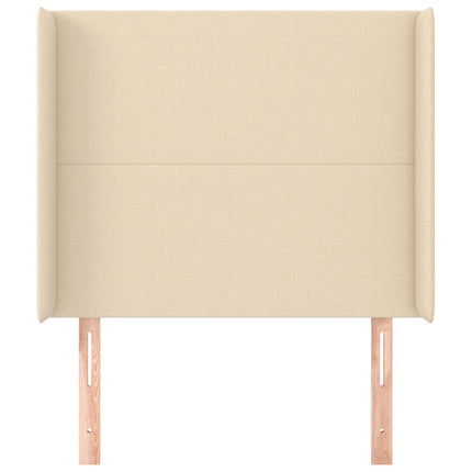 sengegavl med kanter 83x16x118/128 cm stof cremefarvet