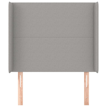 sengegavl med kanter 93x16x118/128 cm stof lysegrå