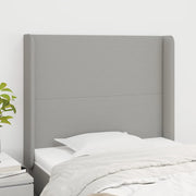 sengegavl med kanter 93x16x118/128 cm stof lysegrå