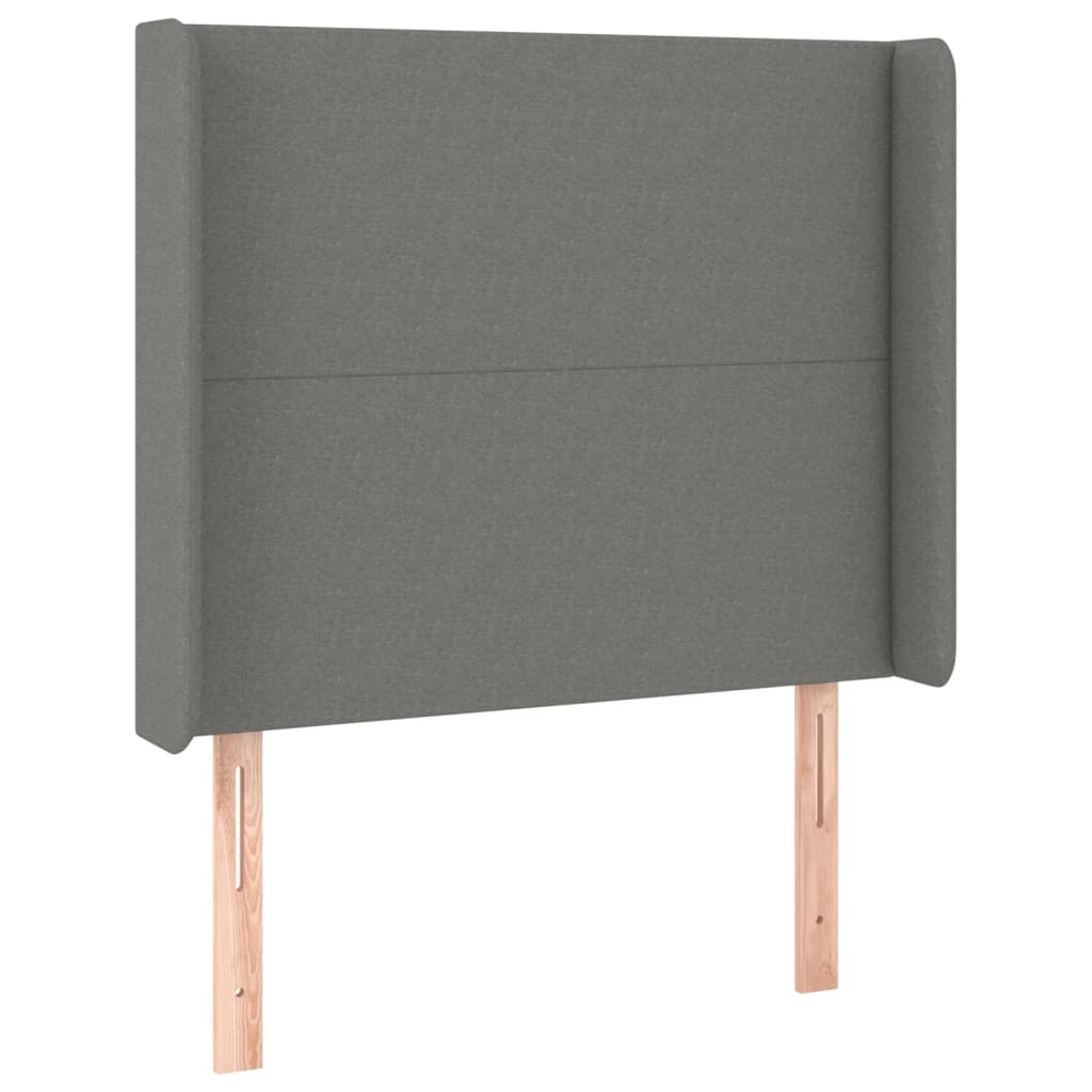 sengegavl med kanter 93x16x118/128 cm stof mørkegrå