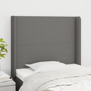 sengegavl med kanter 93x16x118/128 cm stof mørkegrå