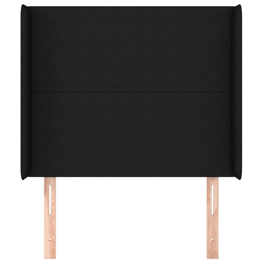 sengegavl med kanter 93x16x118/128 cm stof sort