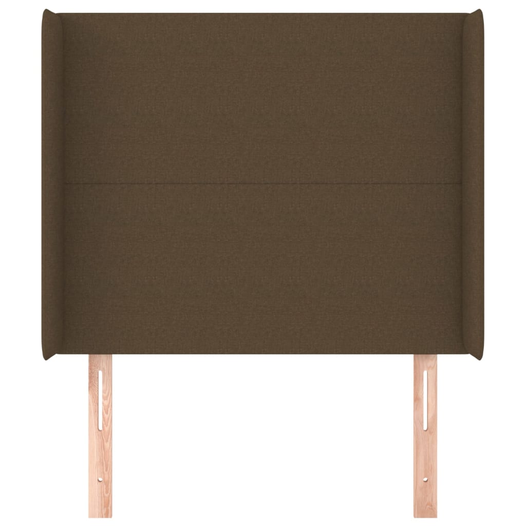 sengegavl med kanter 93x16x118/128 cm stof mørkebrun
