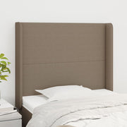 sengegavl med kanter 93x16x118/128 cm stof gråbrun
