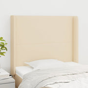 sengegavl med kanter 93x16x118/128 cm stof cremefarvet