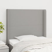 sengegavl med kanter 103x16x118/128 cm stof lysegrå