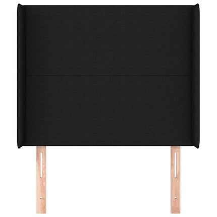sengegavl med kanter 103x16x118/128 cm stof sort