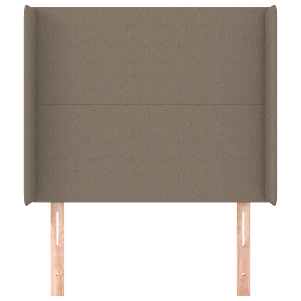 sengegavl med kanter 103x16x118/128 cm stof gråbrun