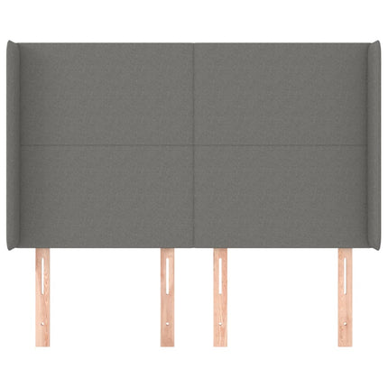 sengegavl med kanter 147x16x118/128 cm stof mørkegrå