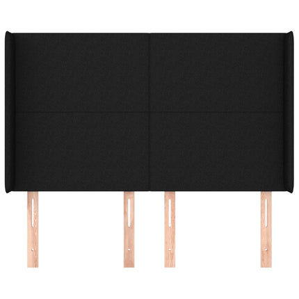 sengegavl med kanter 147x16x118/128 cm stof sort