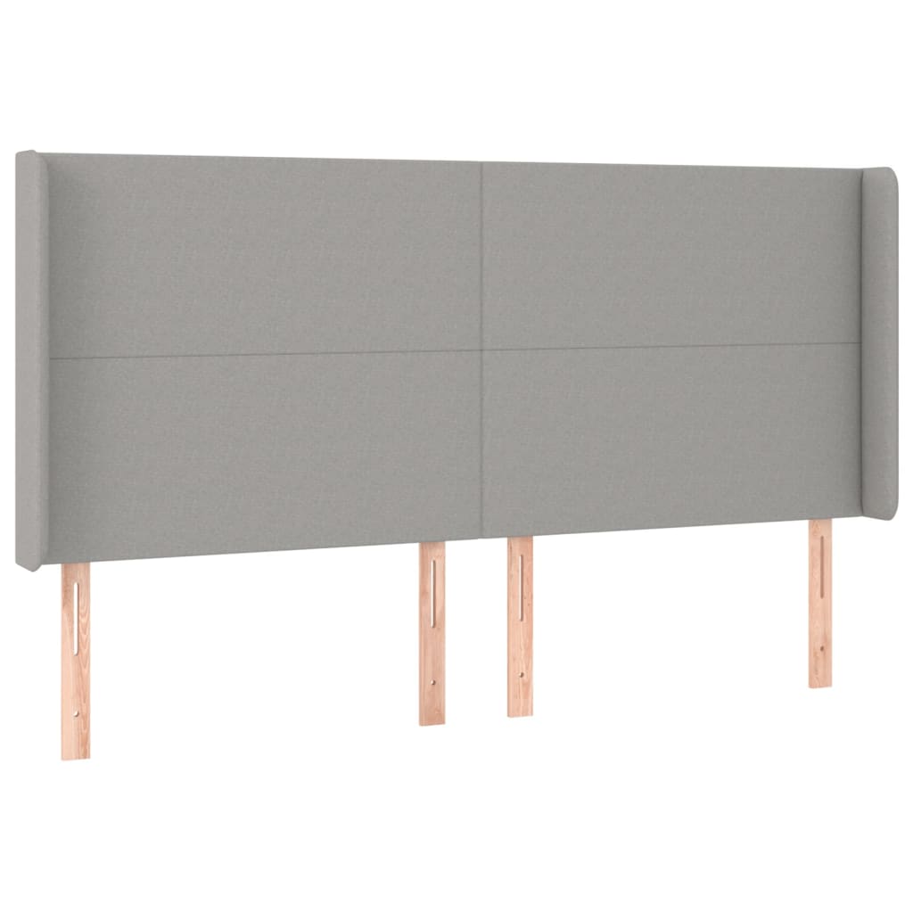 sengegavl med kanter 183x16x118/128 cm stof lysegrå