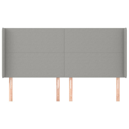 sengegavl med kanter 183x16x118/128 cm stof lysegrå
