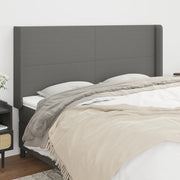 sengegavl med kanter 183x16x118/128 cm stof mørkegrå