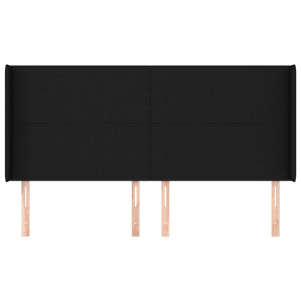 sengegavl med kanter 183x16x118/128 cm stof sort