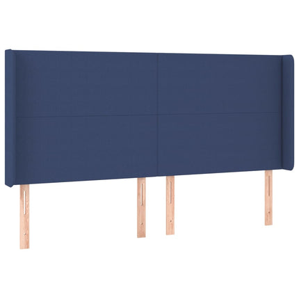 sengegavl med kanter 183x16x118/128 cm stof blå