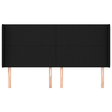 sengegavl med kanter 203x16x118/128 cm stof sort