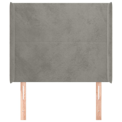 sengegavl med kanter 103x16x118/128 cm fløjl lysegrå