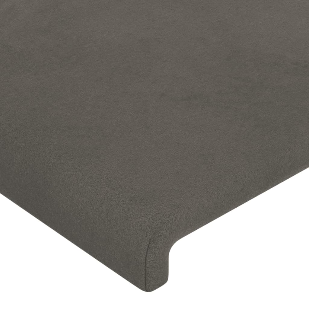 sengegavl med kanter 103x16x118/128 cm fløjl mørkegrå