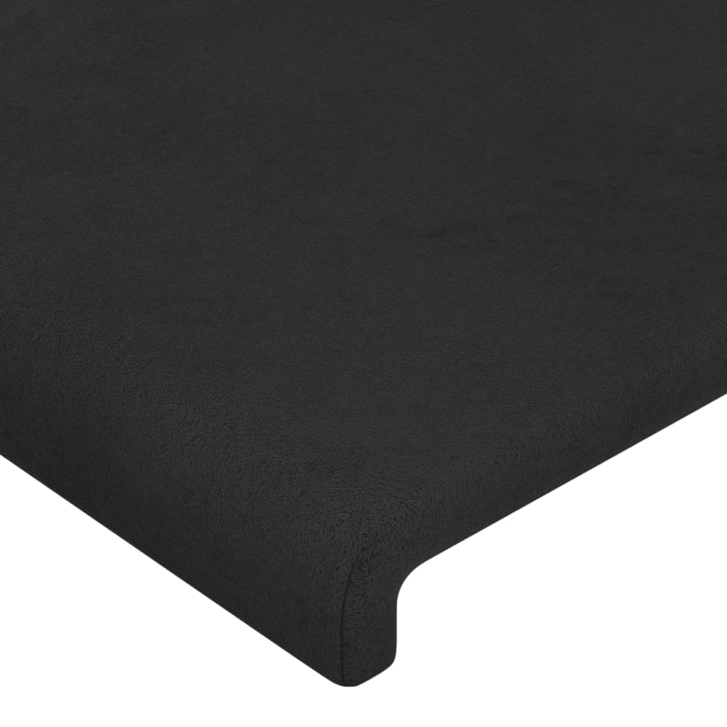 sengegavl med kanter 103x16x118/128 cm fløjl sort