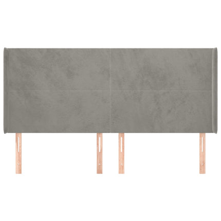 sengegavl med kanter 163x16x118/128 cm fløjl lysegrå