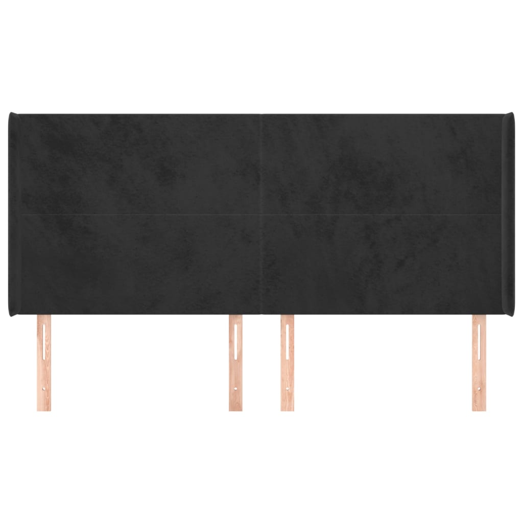 sengegavl med kanter 183x16x118/128 cm fløjl sort