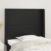 sengegavl med kanter 83x16x118/128 cm kunstlæder sort