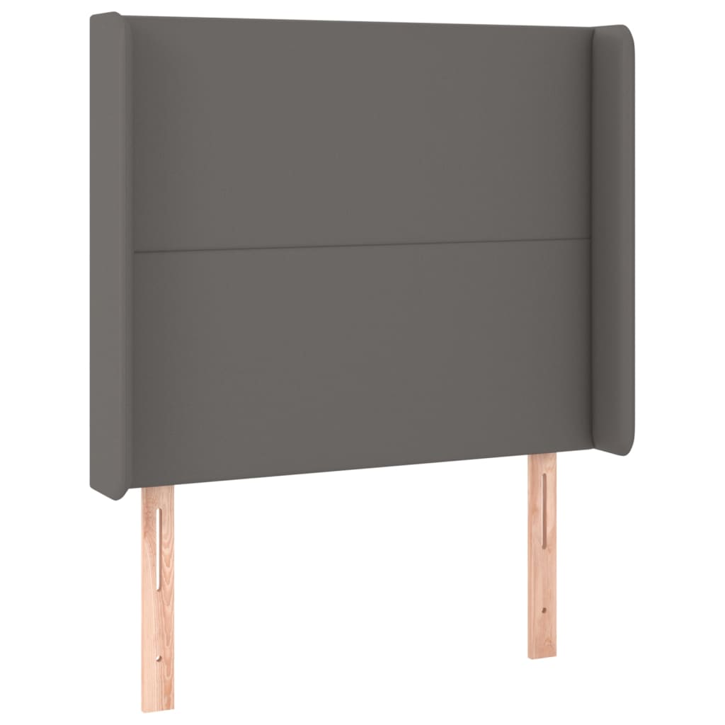 sengegavl med kanter 83x16x118/128 cm kunstlæder grå