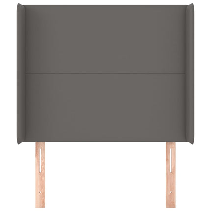 sengegavl med kanter 83x16x118/128 cm kunstlæder grå