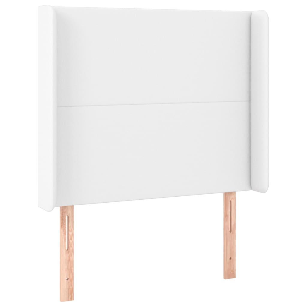 sengegavl med kanter 93x16x118/128 cm kunstlæder hvid