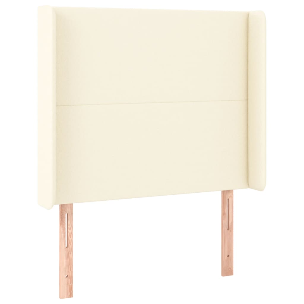sengegavl med kanter 93x16x118/128 cm kunstlæder cremefarvet