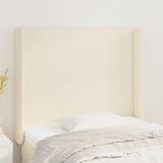 sengegavl med kanter 93x16x118/128 cm kunstlæder cremefarvet