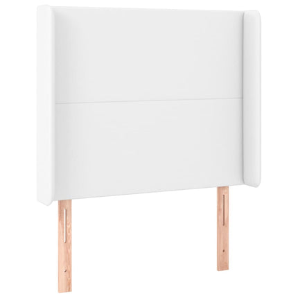 sengegavl med kanter 103x16x118/128 cm kunstlæder hvid
