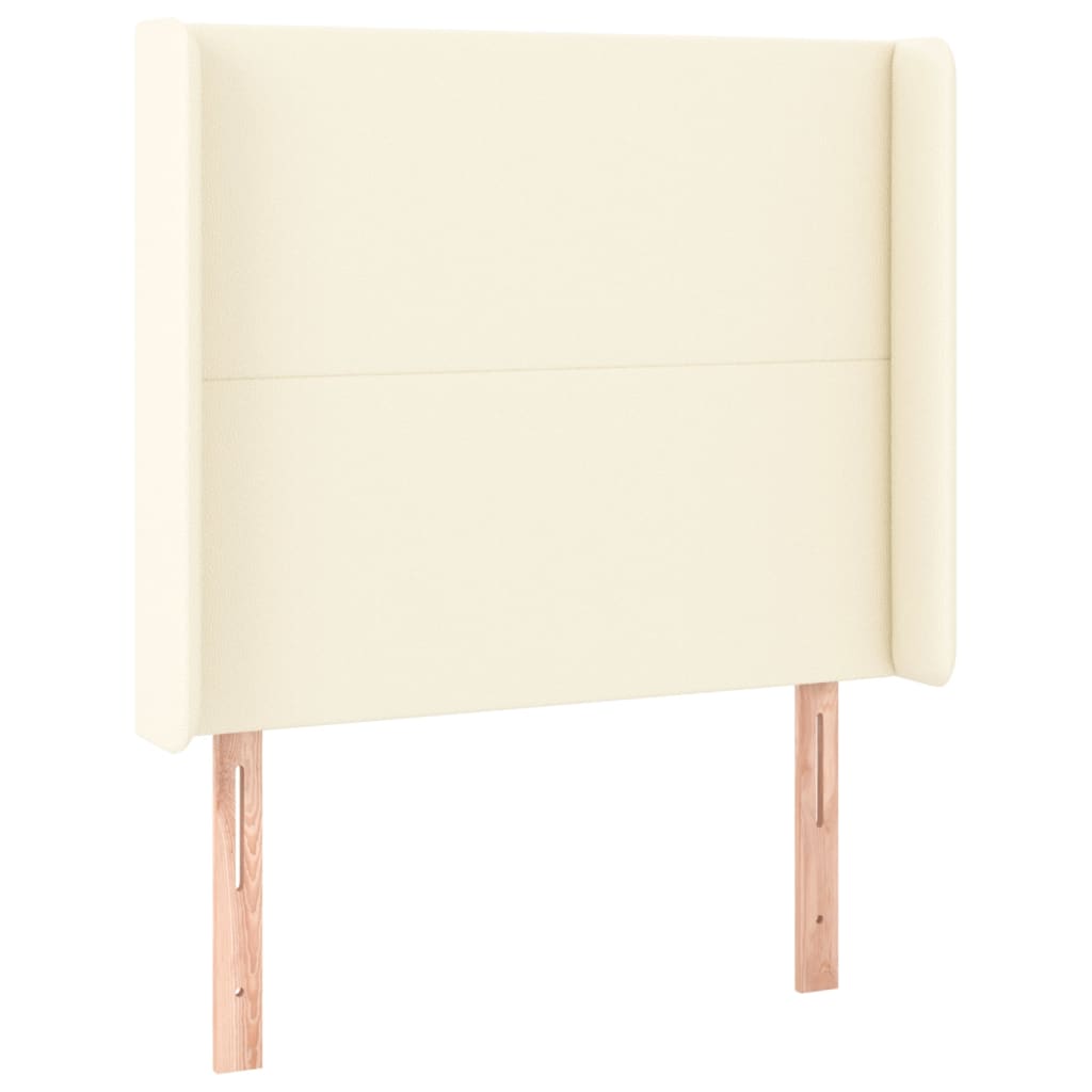 sengegavl med kanter 103x16x118/128 cm kunstlæder cremefarvet