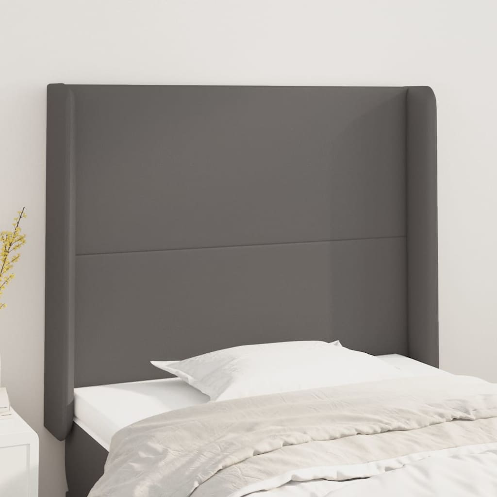 sengegavl med kanter 103x16x118/128 cm kunstlæder grå