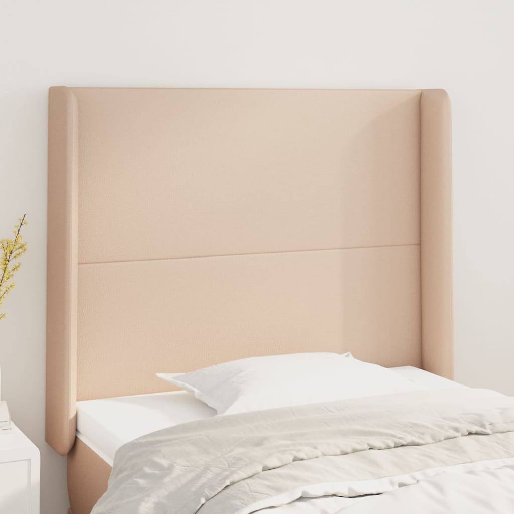 sengegavl med kanter 103x16x118/128 cm kunstlæder cappuccino