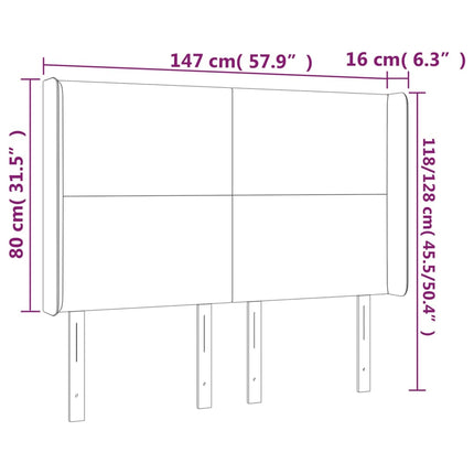 sengegavl med kanter 147x16x118/128 cm kunstlæder grå