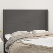 sengegavl med kanter 147x16x118/128 cm kunstlæder grå