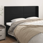sengegavl med kanter 163x16x118/128 cm kunstlæder sort