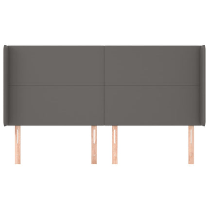 sengegavl med kanter 163x16x118/128 cm kunstlæder grå
