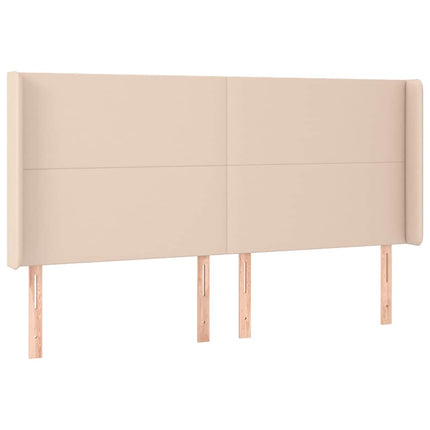 sengegavl med kanter 163x16x118/128 cm kunstlæder cappuccino