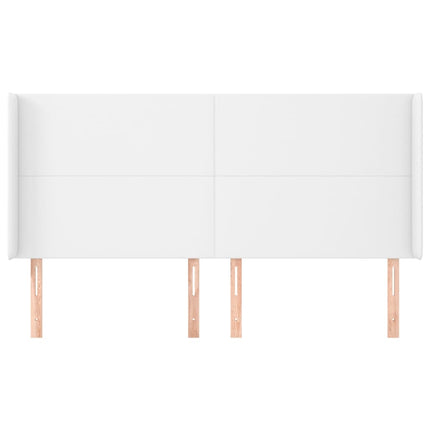 sengegavl med kanter 183x16x118/128 cm kunstlæder hvid