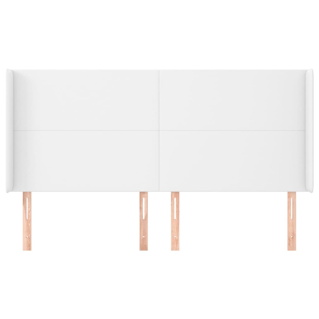 sengegavl med kanter 183x16x118/128 cm kunstlæder hvid