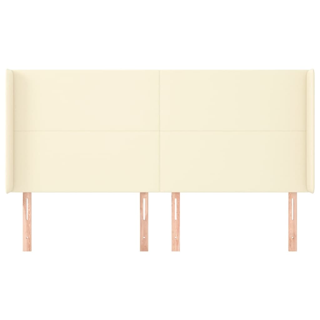 sengegavl med kanter 183x16x118/128 cm kunstlæder cremefarvet