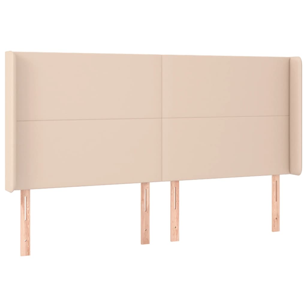 sengegavl med kanter 183x16x118/128 cm kunstlæder cappuccino